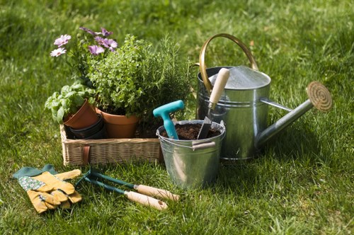 Team maintaining a lush green lawn